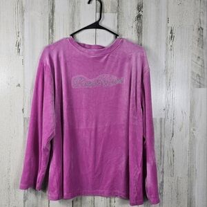 Rocawear pink velvet long sleeve shirt women's plus size 1X